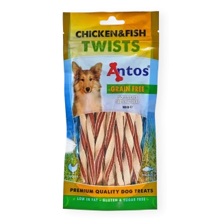 Chicken&Fish Twists/ uvijena piletina, poslastice za pse 100 g